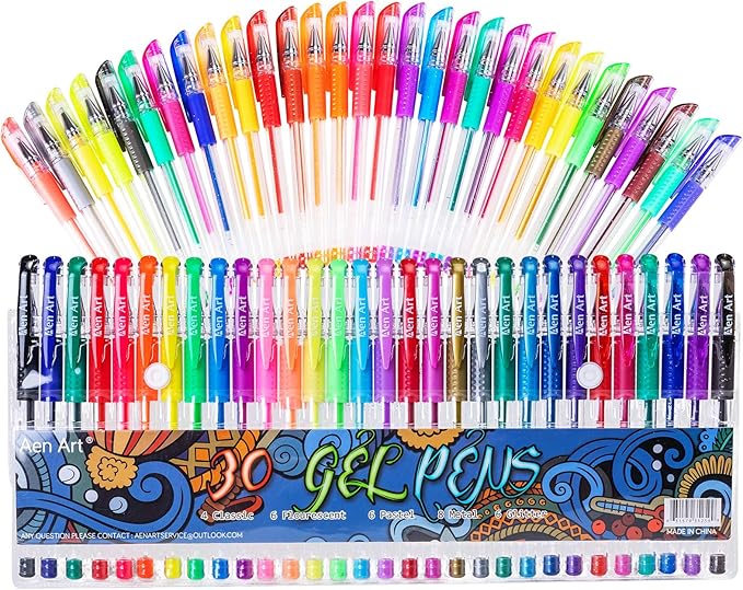 Gel Pens for Adult Coloring Books, 30 Colors Fine
