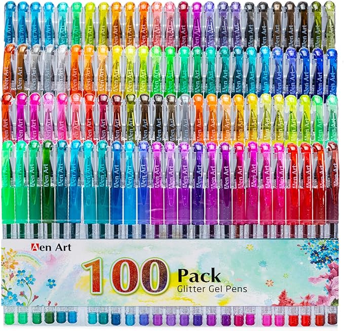 Glitter Gel Pens, 100 Color Glitter Pen Set for