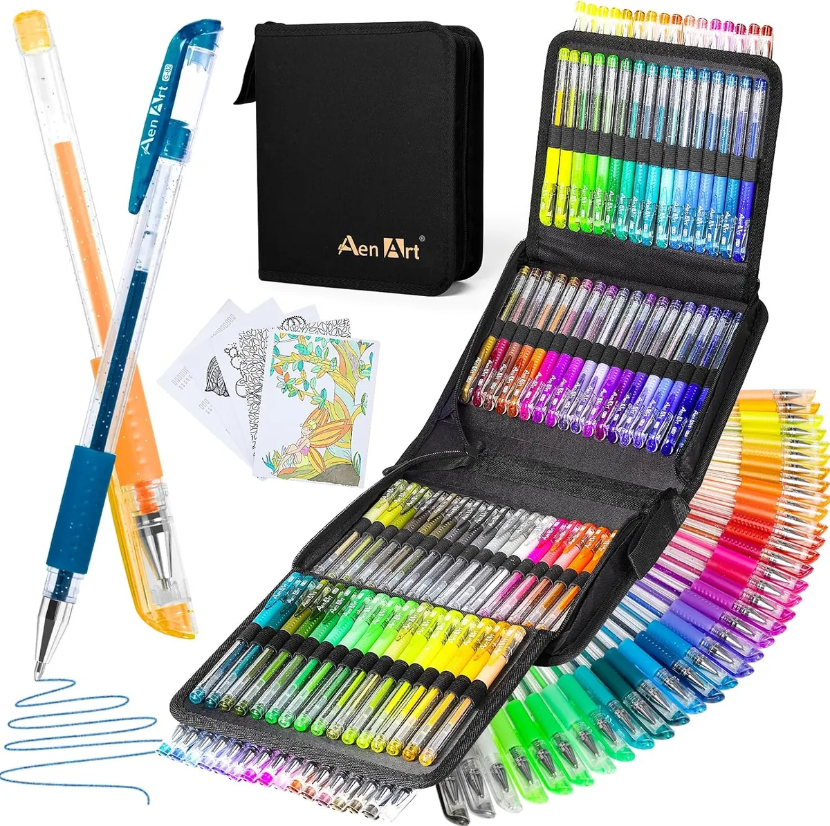 Aen Art 100 Glitter Gel Pens with Case
