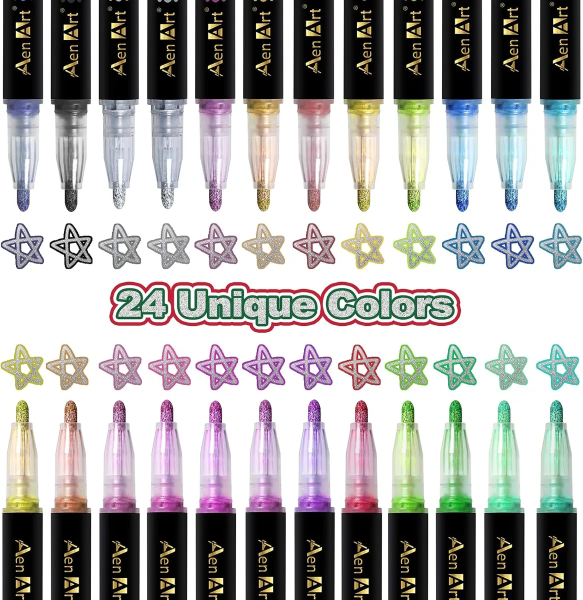 Aen Art 24 Outline Glitter Markers